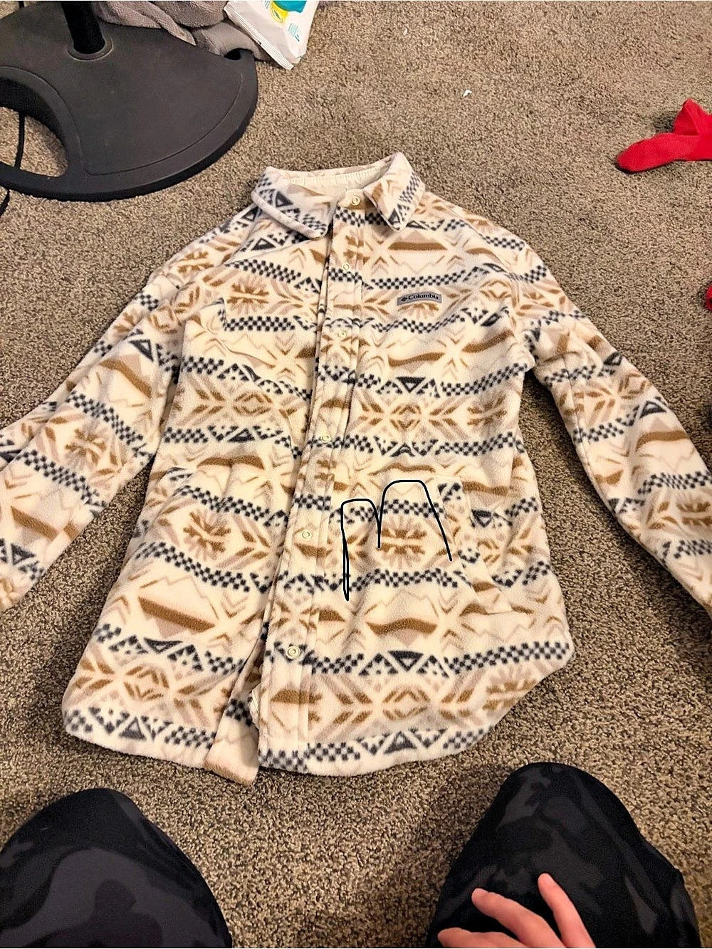Columbia Panorama Long Jacket Women's Cream & Brown Geometric Jacket - Picture 1 of 1